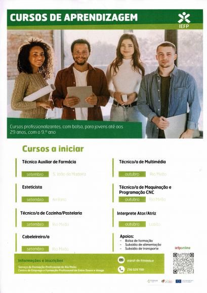 Oportunidades - Cursos de Aprendizagem - IEFP - com bolsa para jovens 