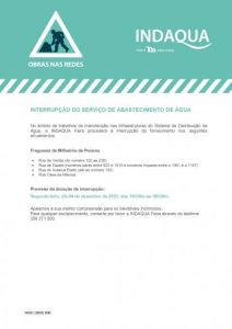 AVISO - Interrupção dos Serviços de Abastecimento de água