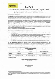 Aviso - Execução de Faixa de Gestão de Combustível de 2025 a cargo da E-REDES - Concelho de Santa Maria da Feira