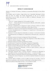 EDITAL N.º 16/2025/DAOA-ASSEMBLEIA MUNICIPAL SANTA MARIA DA FEIRA
