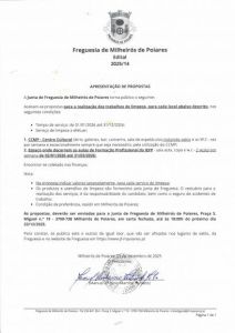 Edital 2025/14 - Apresentação de Propostas - Limpeza CCMP + Espaço de Formação Iefp