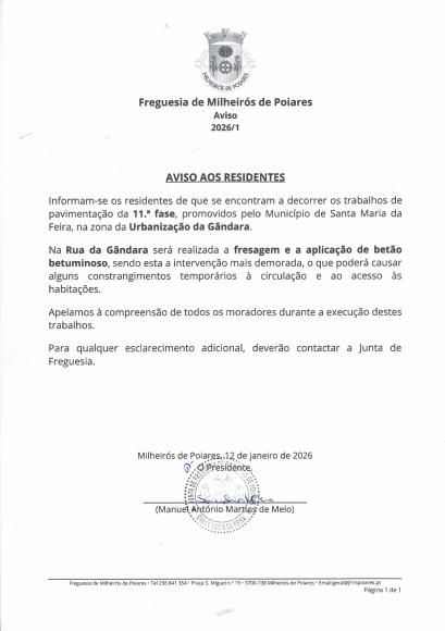 Aviso aos Residentes