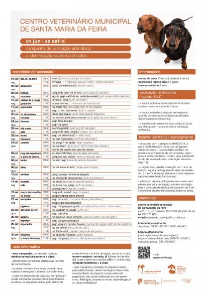 Campanha de Vacina&ccedil;&atilde;o Antirr&aacute;bica e Identifica&ccedil;&atilde;o Eletr&oacute;nica (CVARIE) de c&atilde;es - entre 01 de junho e 30 de setembro.
