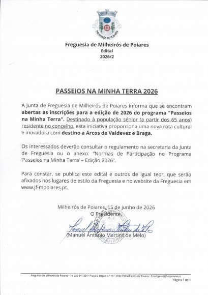 Edital 2026/2 - Passeios na Minha Terra 2026