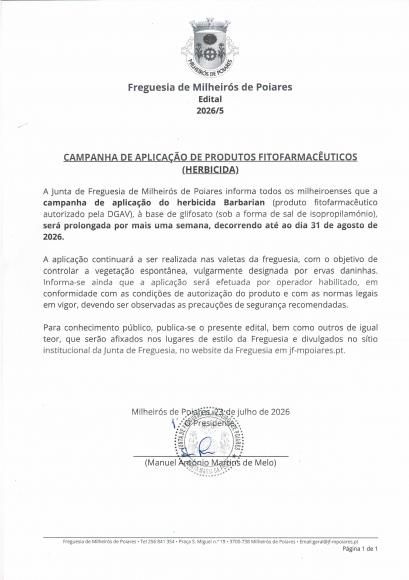 Edital 5/2026 - CAMPANHA DE APLICA&Ccedil;&Atilde;O DE PRODUTOS FITOFARMAC&Ecirc;UTICOS (HERBICIDA)