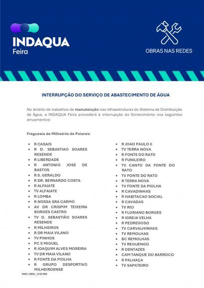 Interrup&ccedil;&atilde;o do Servi&ccedil;o de Abastecimento de &aacute;gua - 28/09/2026 das 8h - 11h30