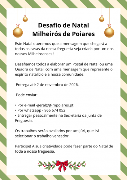 Desafio de Natal - Milheir&oacute;s de Poiares - entrega at&eacute; 02/11/2026