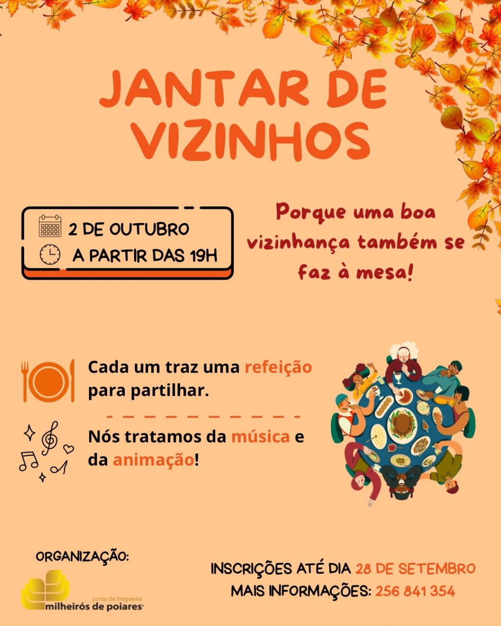 Jantar de Vizinhos - 2 de outubro a partir das 19h